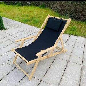 便攜實木沙灘躺椅