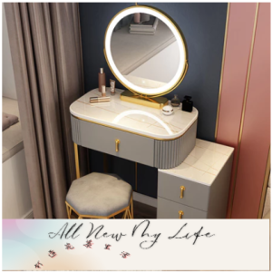 輕奢岩板梳妝台床頭收納櫃一體 卧室現代簡約化妝桌小戶型多功能