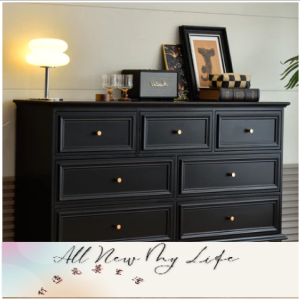 臥室黑色簡約抽屜柜子靠墻輕奢立櫃床尾收納櫃客廳