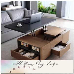 多功能岩板升降茶几餐桌一體兩用二合一小戶型家用帶凳客廳可移動