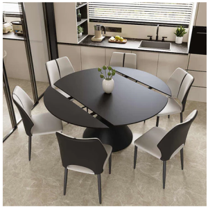 餐桌可變圓桌 現代簡約家用小戶型方圓兩用旋轉伸縮圓餐桌