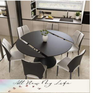 餐桌可變圓桌 現代簡約家用小戶型方圓兩用旋轉伸縮圓餐桌