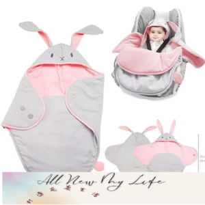 輕巧嬰兒抱袋包巾 - 可愛動物系列雙面款 小兔粉